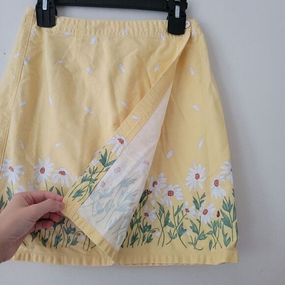 Vintage Susquehanna Trail Outfitters Wrap Mini Skirt Yellow Daisy Floral 8 - Picture 10 of 11